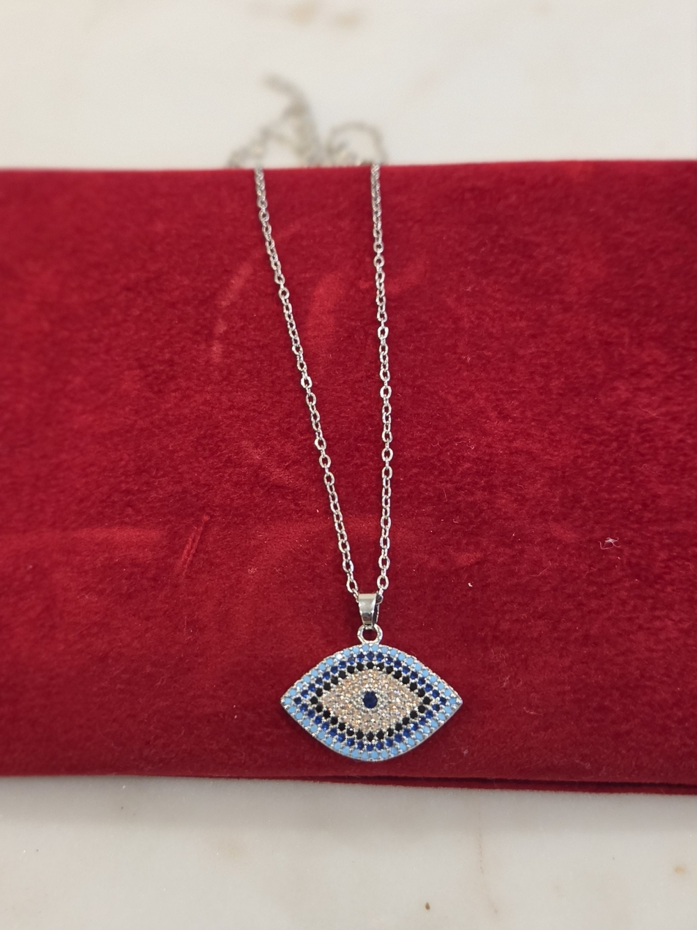Sterling Silver Blue Evil Eye Pendant Necklace